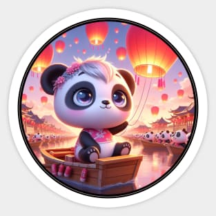 Cute Panda with Lantern Sticker